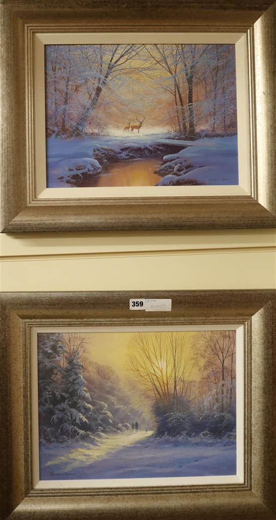 Christopher Osborne Winter landscapes 30 x 40cm.